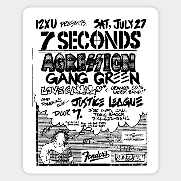 7 Seconds / Aggression / Gang Green Punk Flyer Magnet by Punk Flyer Archive